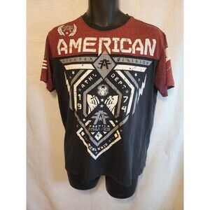 American Fighter T Shirt Mens Size M Red Big Logo Double Sided Short Sleeve MMA
